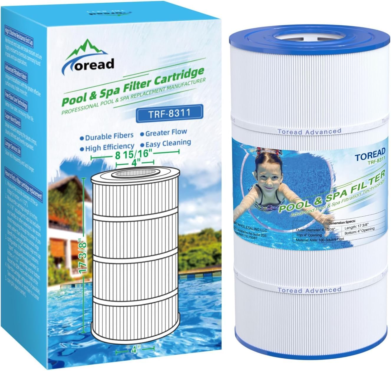 TOREAD PXST100 Pool Filter Replaces Hayward X-Stream CC1000, CCX1000-RE, Pleatco PXST100, Ultral-B6, Unicel C-8311,Filbur FC-1285, 817-0100N/P, Waterway Pro Clean 100, 1 Pack