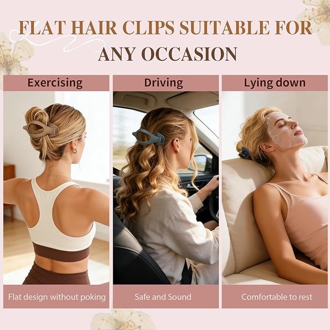 10 Pcs Flat Hair Clips for Women French Concord Claw Clips for Thick and Thin Hair Claw Clips Duck Billed Barrettes Hair Accessories for Women and Girls (Brown Dark Colorful)