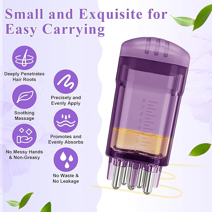 2 PCS Minoxidil Applicators with Cleaning Brush and Dropper, Anglecai Scalp Applicator Comb for Hair Oil Applicator Brush, Minoxidil Brushes for Scalp Applicator Comb for Hair Growth (White+Purple)