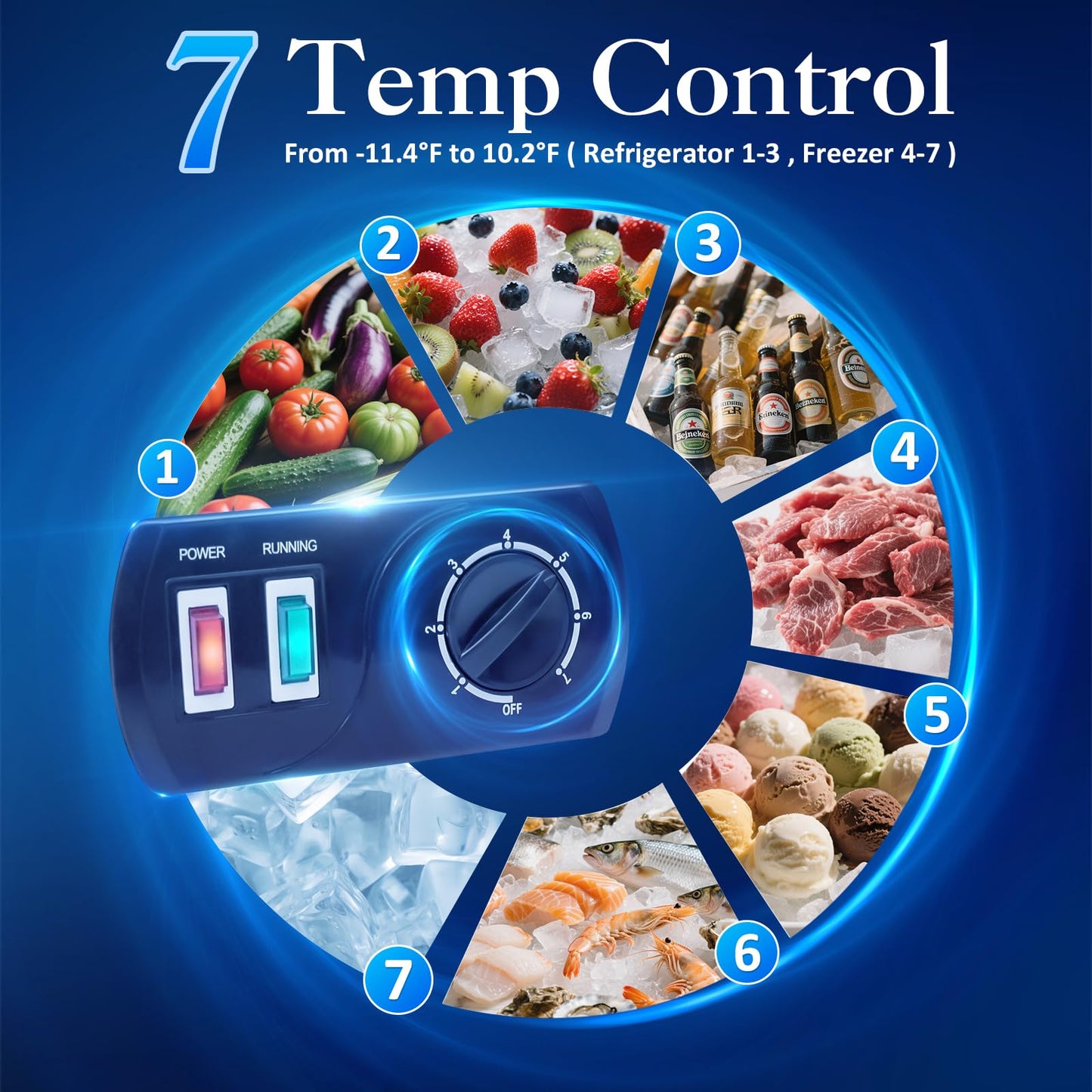 Chest Freezer - 4.2 Cubic Feet Deep Freezer Small Freezer with Fast Cold 7 Adjustable Temperature Convenient Pulley, Compact Freezer with Low Noise Energy Saving, Black