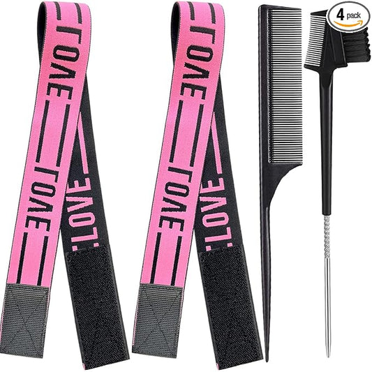 Wig Bands For Keeping Wigs In Place, Lace Melting Band Elastic Bands for Wig Edges, 2 PCS, LovePink