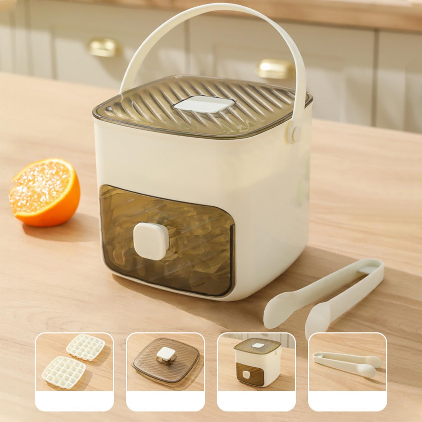 Portable Ice Maker for Freezer with Ice Bin Fast Making, Stackable Ice Cube Maker, Compact Countertop & Storage Drawer | One-Touch Operation for Home, Office,Household & Outdoor Use (White)