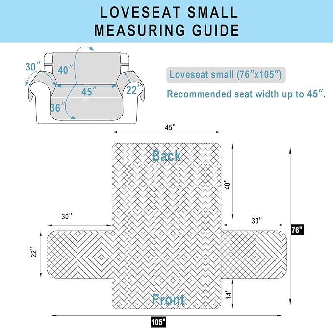 Reversible Loveseat Sofa Covers Couch Cover Furniture Protector(Loveseat Small,Sand/Beige)