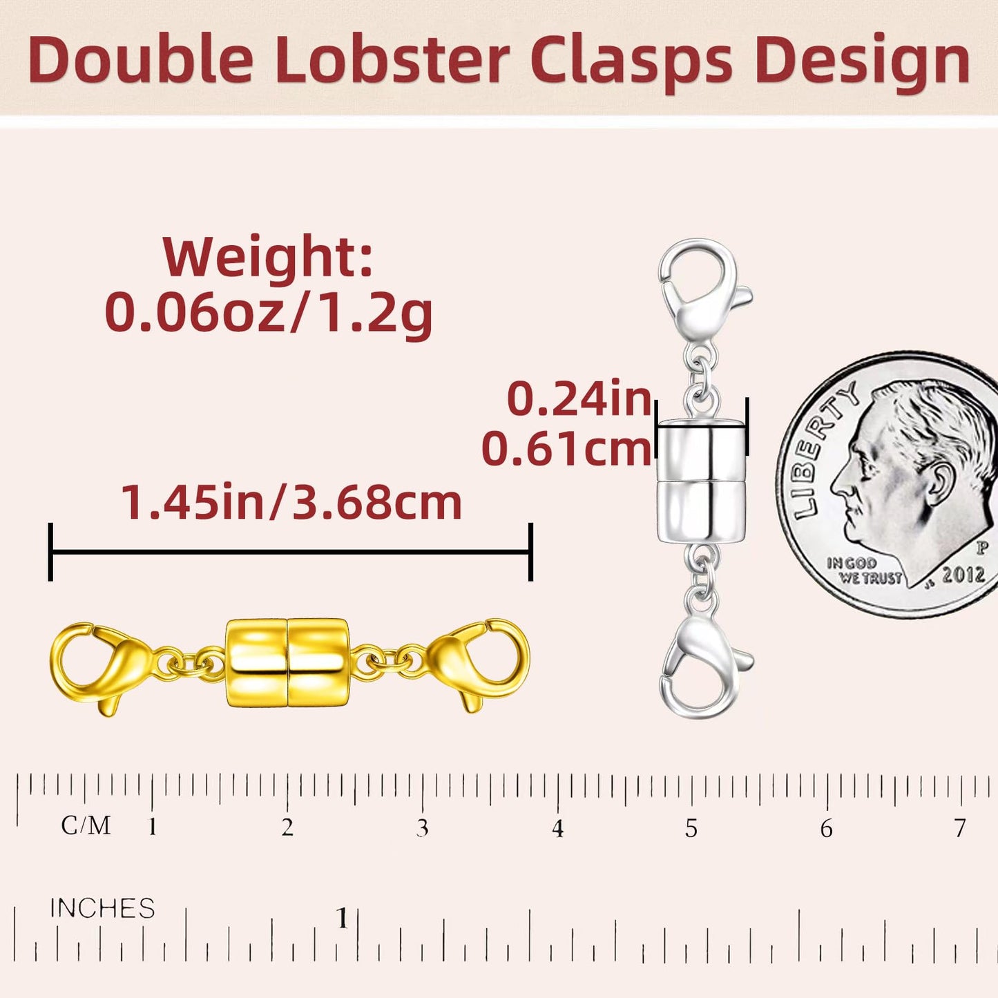 OHINGLT Magnetic Necklace Clasps and Closures with Double Lobster, Extra Strong Bracelet & Necklace Extender for Women, Magnet Jewelry Clasp Converter for Seniors