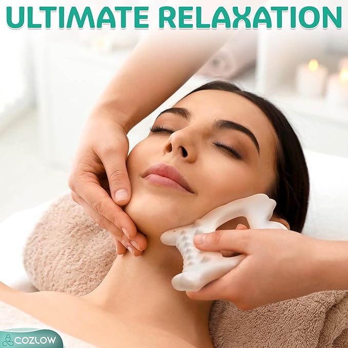 COZLOW Ceramic Gua Sha Massage Tool for Face & Body - Premium Muscle Scraping Tool for Lymphatic Drainage & Fascia Massage - Trigger Point Massager for Body Sculpting & Contouring - Style B