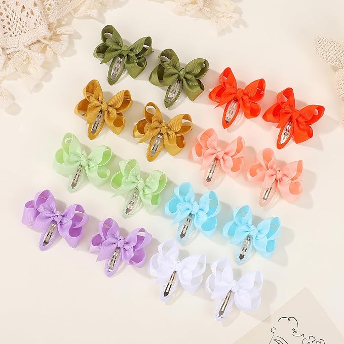 40PCS Snap Baby Hair Bows Clips for Girls Grosgrain Ribbon Fully Wapped 3 Inch Infant Hair Barrettes Accessories for Baby Girls Newborns Toddler
