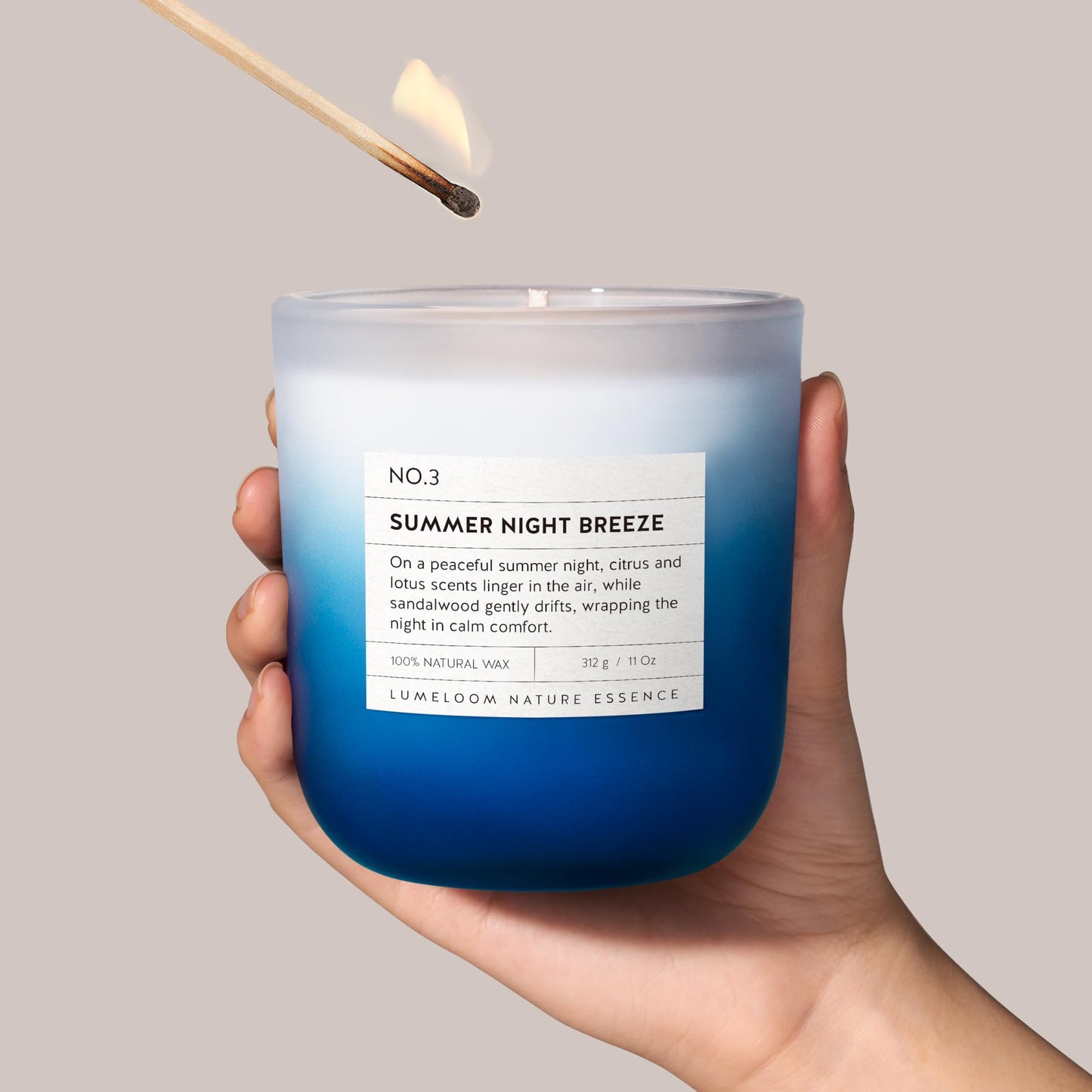 LUMELOOM Summer Night Breeze Scented Candle, 11oz Aromatherapy Soy Wax Candles for Home Scented, Long Lasting, Fathers Day, Fruits, Flower, Wood Scent Gift for Men, Women, Relaxation & Stress Relief