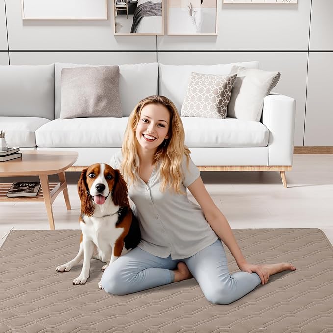 Smiry Reversible Waterproof Couch Covers for Sofa, Washable Dogs Pet Couch Covers for 3 Cushion Sofa Pet Friendly, Water Resistant Furniture Protector Slipcover, Geometric (82"x120", Taupe/Beige)