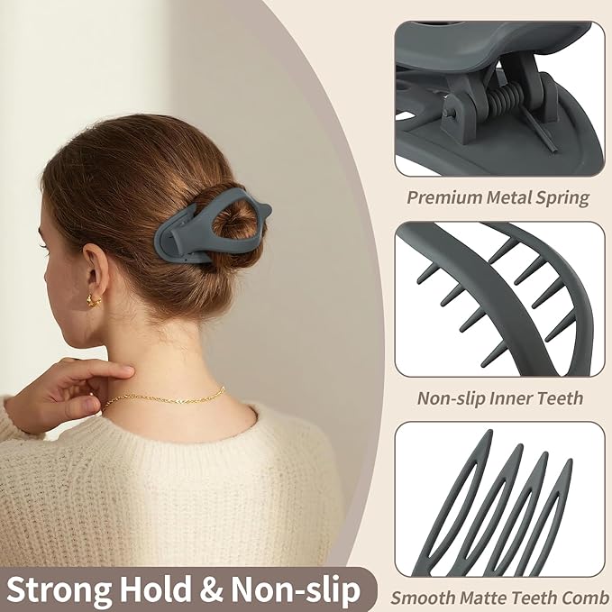9 Pack Flat Hair Clips for Women, Matte Claw Clips for Thick & Thin Hair, Suitable for DrivingÃ¯Â¼ÂTaupe,Gray,Brown)