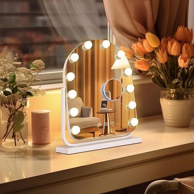 Makeup Mirror with Lights-3 Modes,Smart Touch Control,Detachable 10X Magnification,15.7"ÃÂ11.8" Hollywood Vanity,360ÃÂ° Rotation Ã¯Â¼ÂWhiteÃ¯Â¼Â