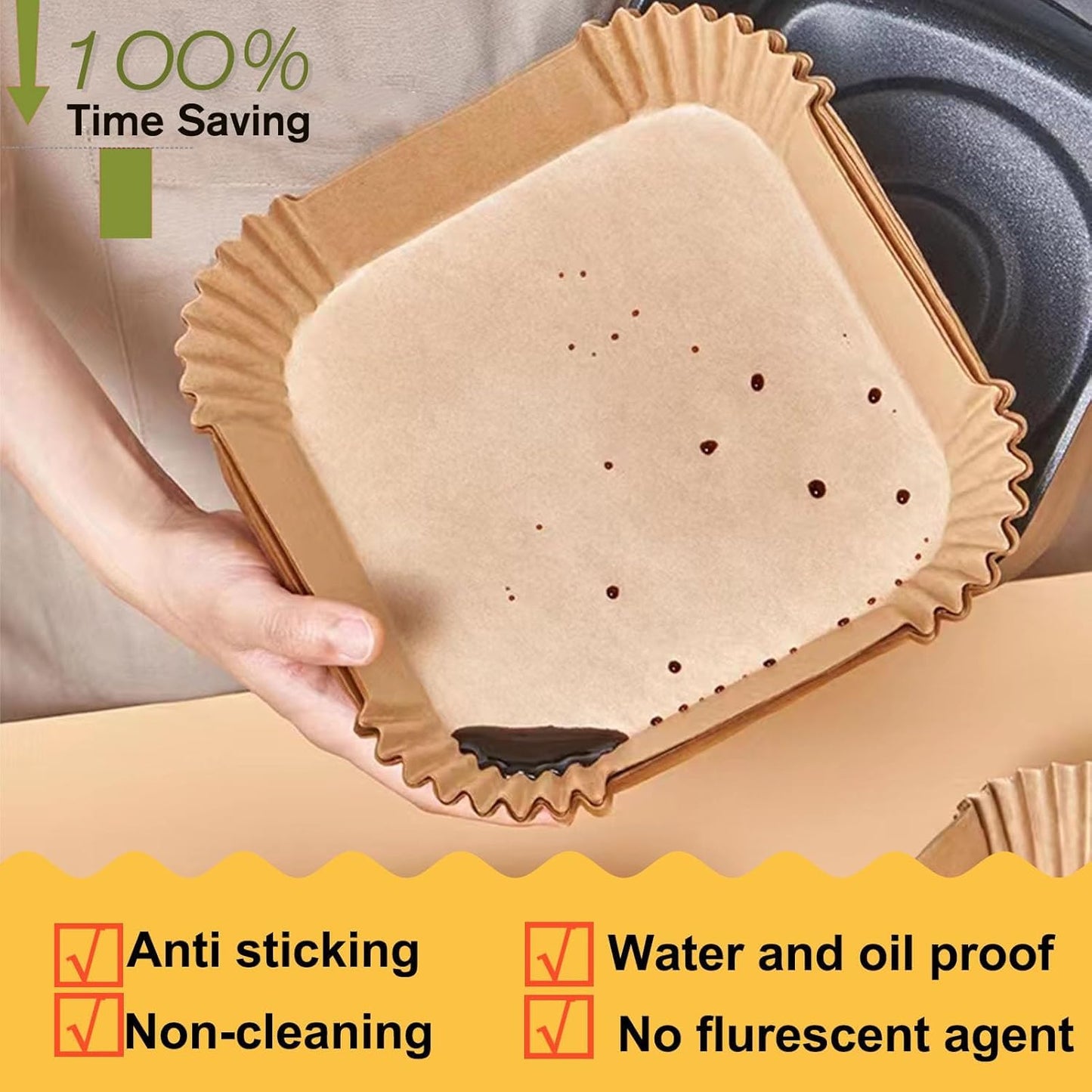 Air Fryer Paper Liners for Chefman 6 QT Compact, 200Pcs 6qt Air Fryer Liners, 8 quart Air Fryer Liners, Parchment Paper Liner for Chefman TurboFry 8-Qt Stainless Steel