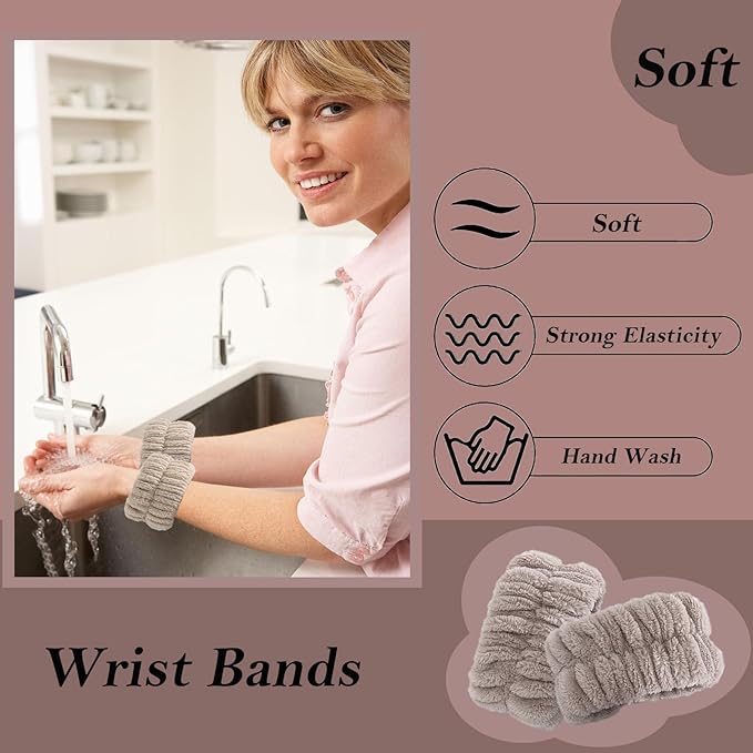 20 Pcs Wrist Bands for Washing Face, Elastic Absorbent Face Washing Wristbands, Women's Wrist Towels Spa Wristbands for Stop Water from Flowing Down Your Arm (Style 2)
