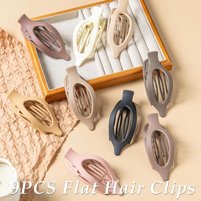 Flat Hair Clips, 9 PCS 4.7 Inch Large Side Slide Volume Duckbill Clips for Women & Girls, Internal Tooth Design, Strong Hold Matte Hair Clips for Thick Hair & Thin Hair,French Concord Clip