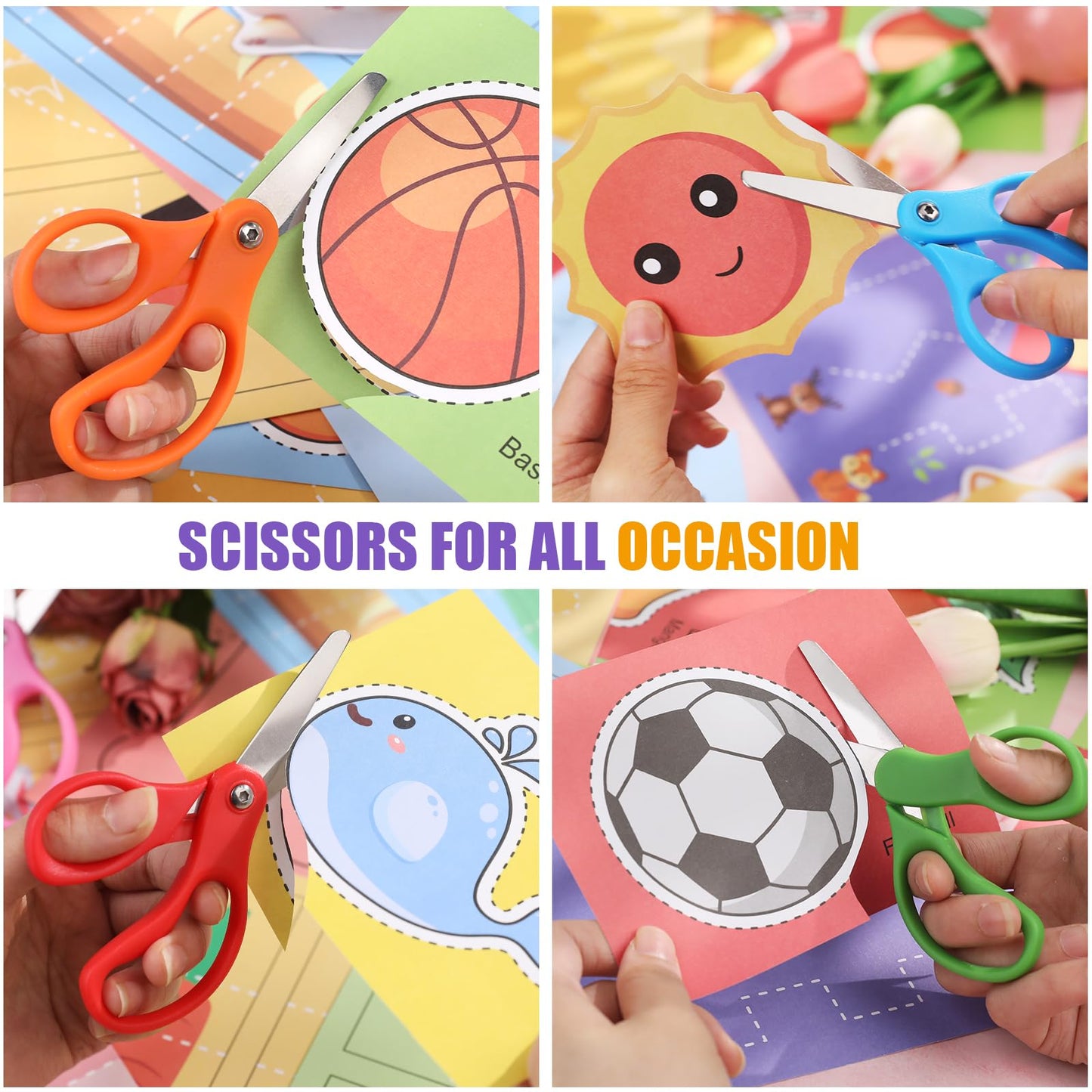 36 Packs Kids Scissors, Scissors for School, Safety Blunt Tip 5 Inch School Student Blunt Tip Kids Craft Safety Comfort Grip for Children Cutting Paper