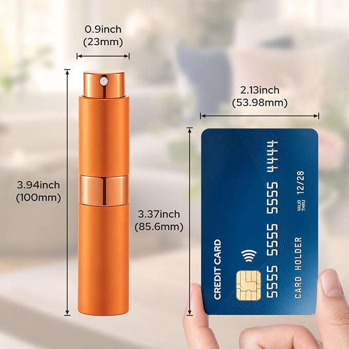 LISAPACK 8ML Atomizer Perfume Spray Bottle for Travel (3 PCS) Empty Cologne Dispenser, Portable Sprayer (Yellow, Green, Orange)