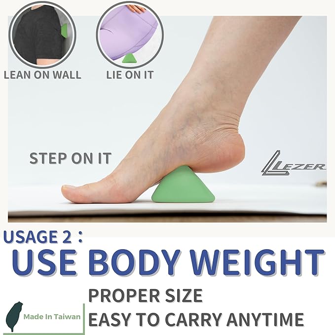 LEZER Trigger Massage Point, Manual Massage Ball, Muscle Knots Relief Tool, Myofascial Release, Physical Therapy, Deep Tissue Back Massage, Plantar Fasciitis, 2.9 in x 2.1 in (Green)