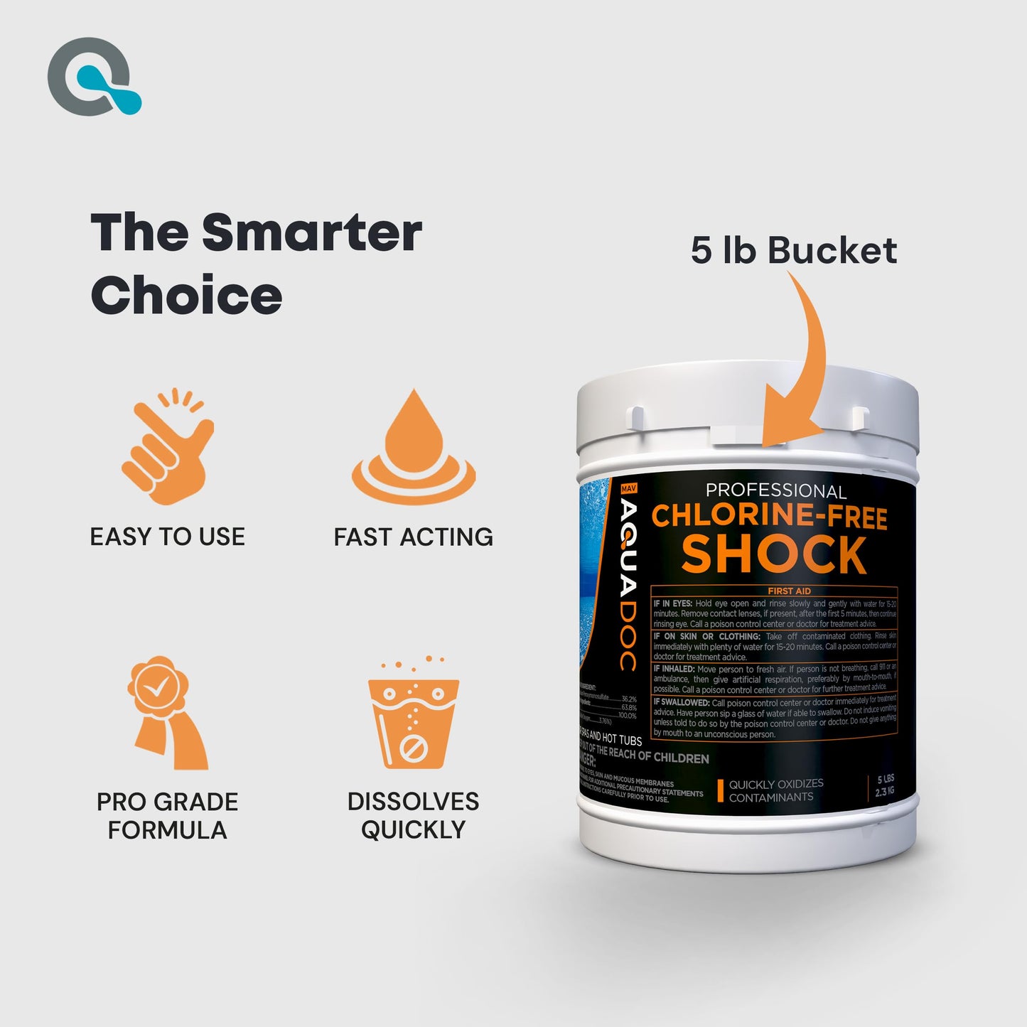 Aquadoc Non-Chlorine Spa Shock for Hot Tub - Chlorine Free Treatment & Enhanced Shock to Assist Bromine - Suitable Oxidizer - 5lbs