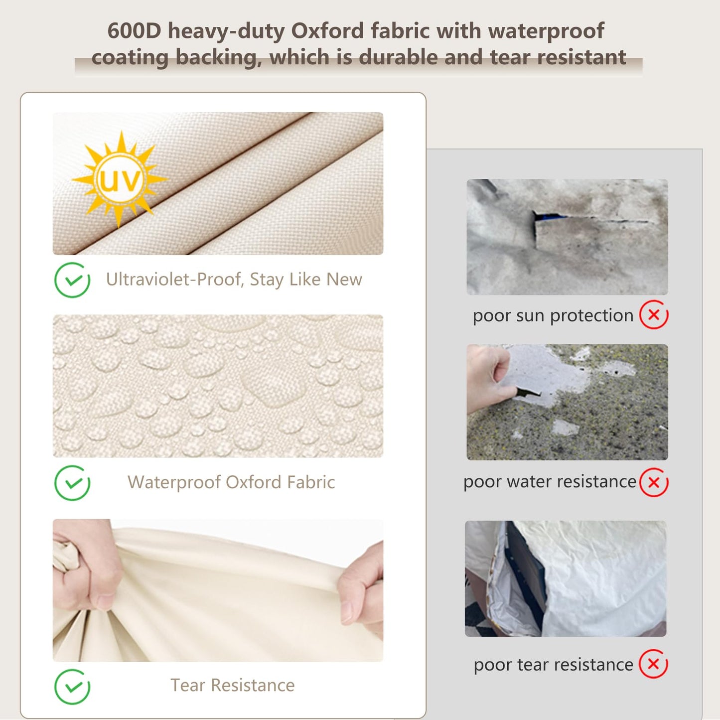 SoloToo Patio Chair Covers Waterproof Heavy Duty Patio Furniture Covers, 27.5W x 32.6D x 36H Inches Swivel Outdoor Chair Cover 4 Pack (Beige)