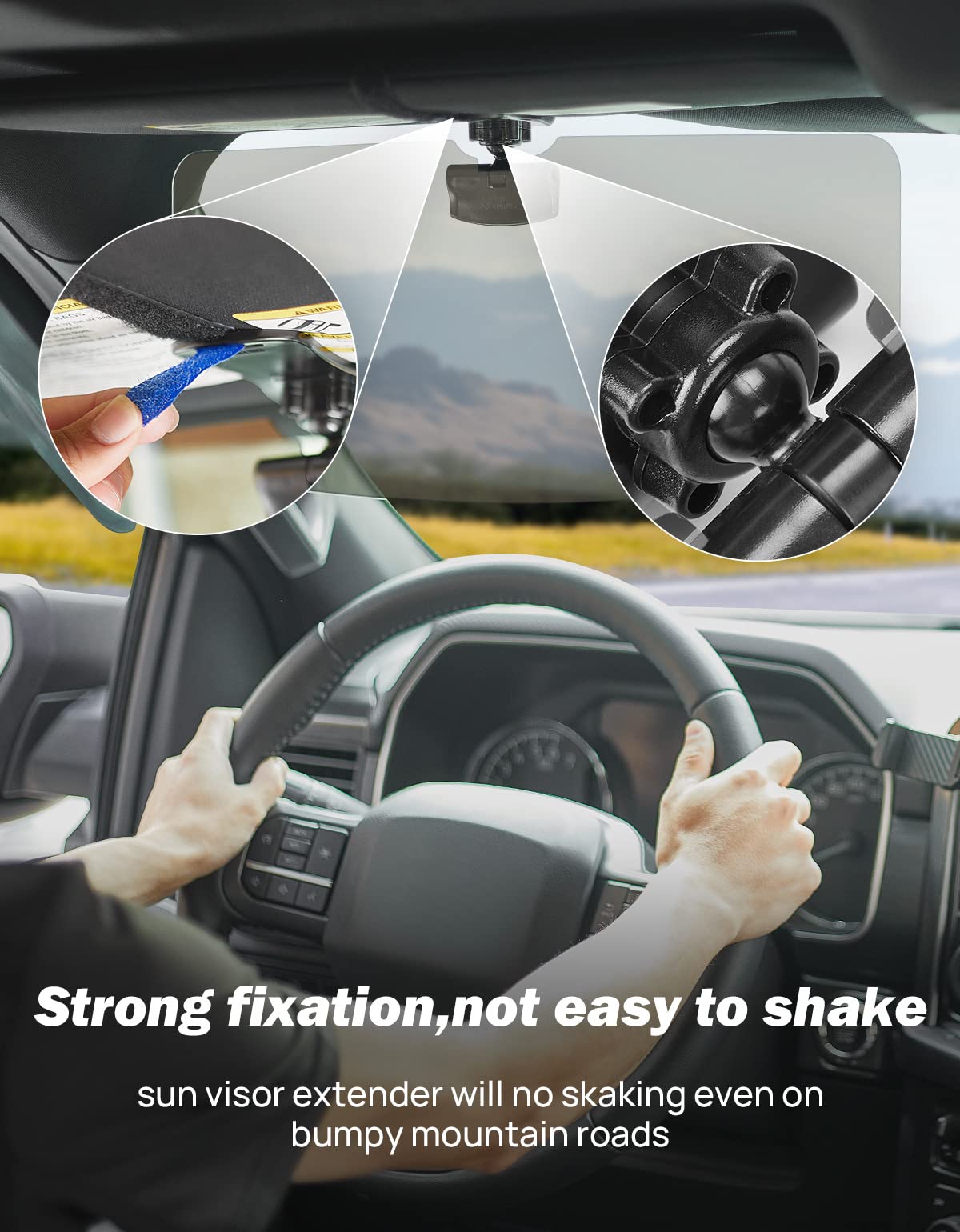 JOYTUTUS Sun Visor for Pickup Truck, Polarized Sun Visor Extender for Truck, Universal UV400 Car Visor Extension Anti-Glare Easy to Install, Protect from Glare/UV Ray/Stray Light