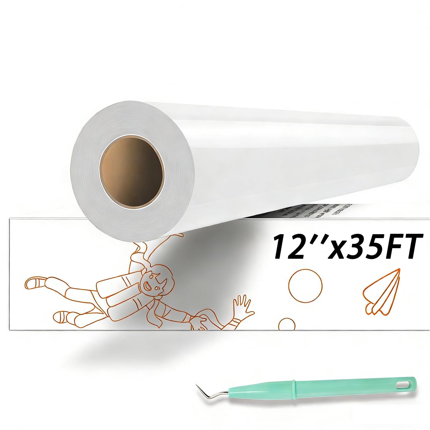 HTVRONT HTV Vinyl Rolls Heat Transfer Vinyl - 12" x 35ft White HTV for Shirts, Iron on Vinyl for All Cutting Machines - Easy to Cut & Weed for Heat Vinyl Design (White)