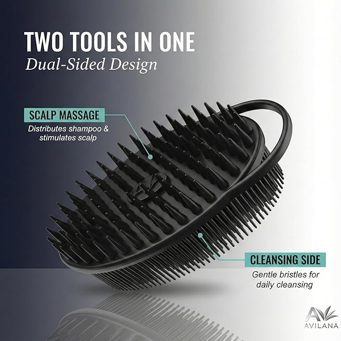 Avilana Premium Scalp Massager Shampoo Brush - 8 Years Trusted Since 2017 - SGS Certified Silicone Scrubber, Soft Bristles All Hair Types, Gentle Scalp Exfoliation Hair Care Women Men Color Treated