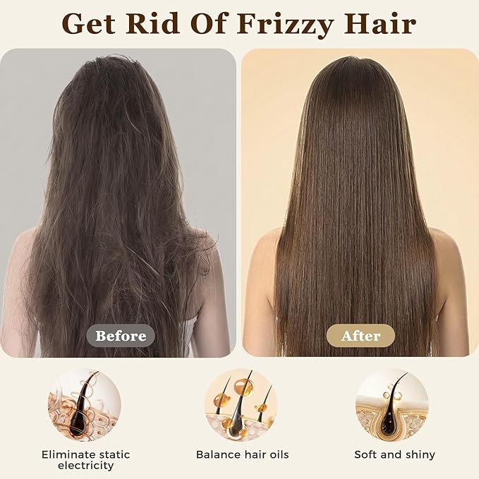 BLACK EGG Boar Bristle Brush for Wet/Dry Hair - Smoothing, Massaging, Detangling, Reduce Frizz, Restore Shine - Bamboo Brush for Women, Men, Kids