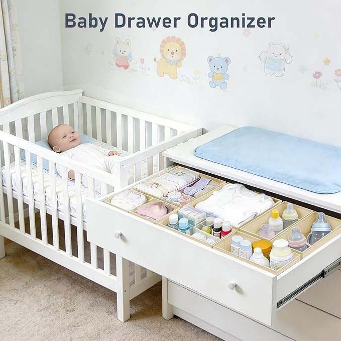 DIMJ Drawer Organizer Clothes, 21 Pack Dresser Organizer, Foldable Closet Organizers and Storage, Fabric Dresser Bins, Drawer Dividers for Nursery, Baby Clothes, Underwears, Sock