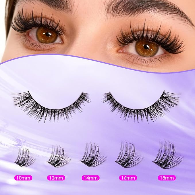 Ocean Pearl Lash Clusters Kit 154pcs 10-18mm manga/anime-inspired lashes clusters,spike-effect cluster lashes,Eyelashes,DIY Cluster Eyelash Extensions kit with lash bond+seal+remover+tweezers-M32+M35