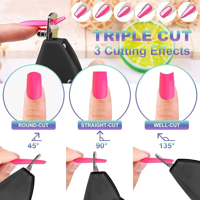 Black Adjustable Nail Clippers with Magnets Sizers for Acrylic Nails, Artificial Fake Nail False Nail Tip Cutter Trimmer Manicure Pedicure Sharp Blade Clip Tool For Salon Home Art Beauty