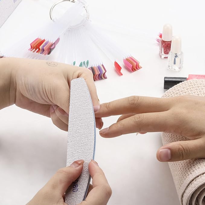 25 Count Coarse Nail Files 80/80 Grit, Reusable Rough Nail Files Double Sided Emery Boards for Acrylic Nails