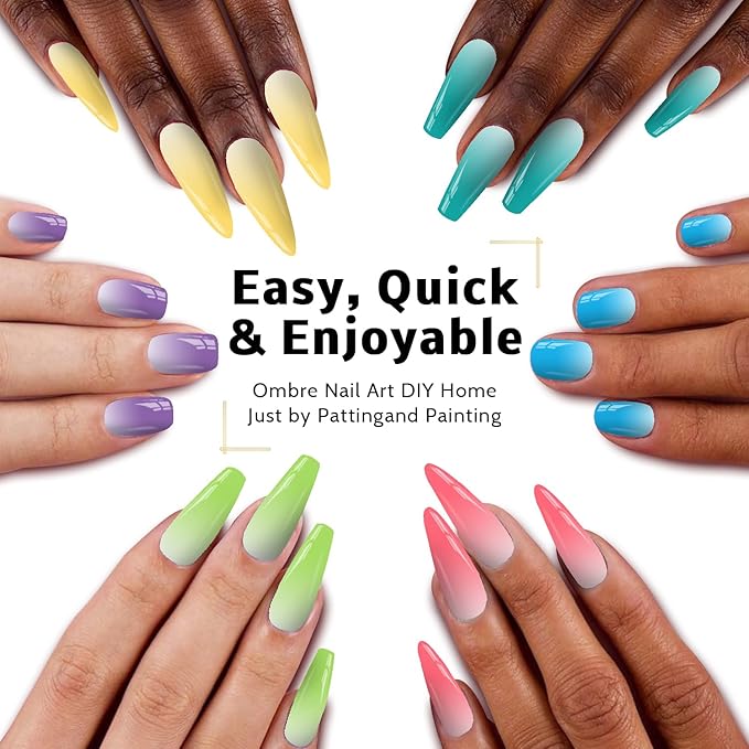 Christmas Gel Polish, 9 Colors Ombre Patting Gel Nail Polish Palette, 100 Sponges 6 Brushes 1Grabber, Blending Color Gradient Painting Nails Art, No Wipe, UV/LED Cured (Set 09)