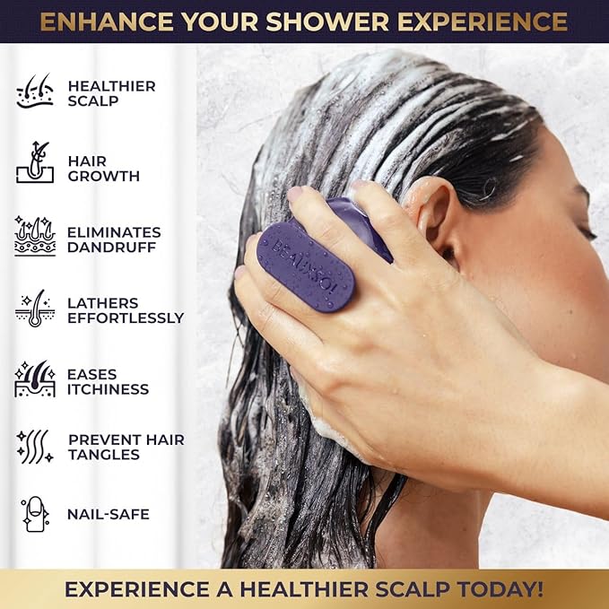 Silicone Shampoo Brush & Scalp Exfoliator - Hair Massager for Growth, Scalp Scrubber & Dandruff Brush (Medium)