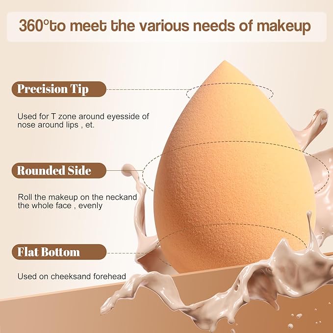 Makeup Sponge Set BS-MALLTriangle Puff 14 Pcs for Liquid, Cream, and Powder, Multi-colored Makeup Sponges and Mini Makeup Sponge (Orangepink)
