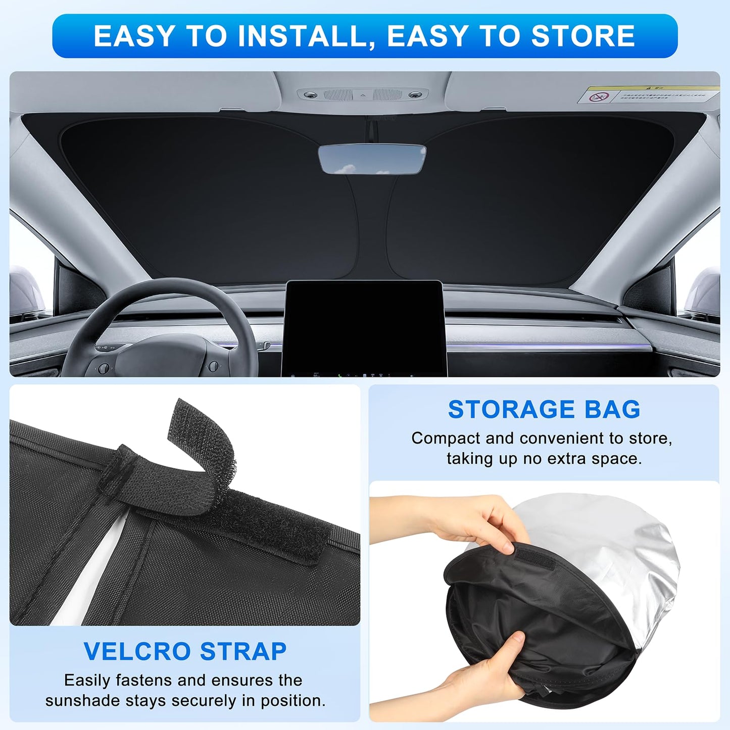 INSAUTO Custom Fit Windshield Sun Shade Accessories for Ford F250 F350 F450 2017-2026, Foldable Front Window Sunshade, UV & Heat Reflector, Keeps Interior Cool, Includes Storage Bag
