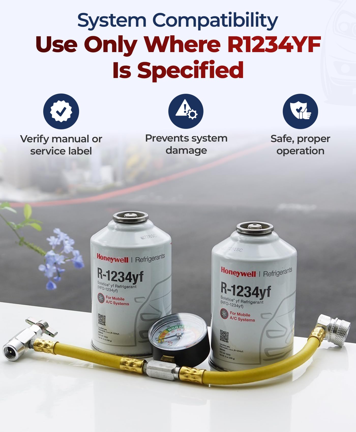 ZeroR® Genuine R1234YF Refrigerant Can for Automotive AC Systems - HFO-R1234YF, SSV Can with Reverse-Thread Design, Included Service Sticker - Compatible with R1234YF Systems - 8 Oz, 4 Can