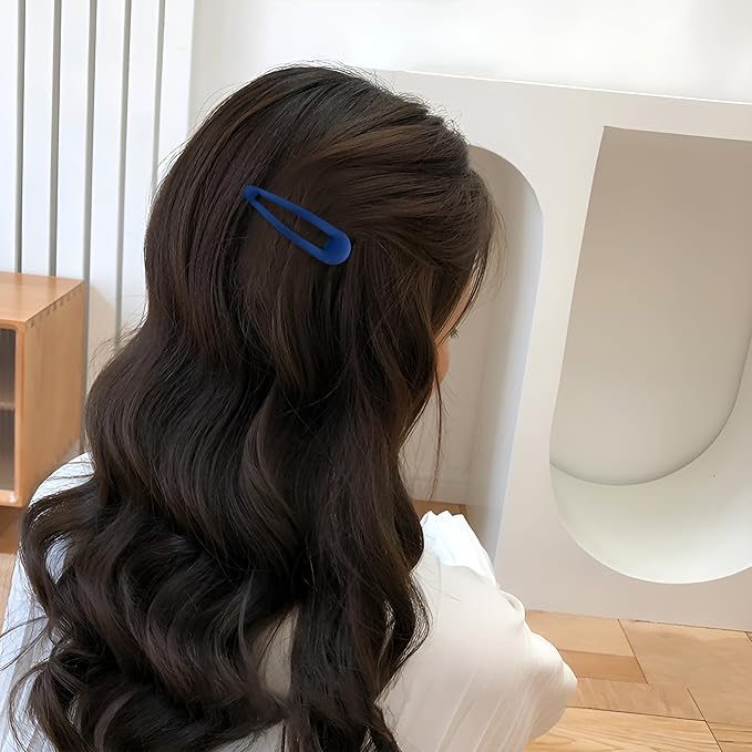 Small Hair Barrettes For Women No Slip Metal Snap Clips For Thin And Fine Hair,Matte Black Brown Blue Red Gray,20 PCS,1.97 x 0.5 Inch.