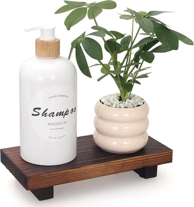 Small Kitchen Sink Soap Tray for Counter Bathroom Vanity Tray Wooden Risers for Kitchen Countertop Decor Dish Soap Dispenser Farmhouse Wood Pedestal Bathroom Organizer Accessories Decorative Trays
