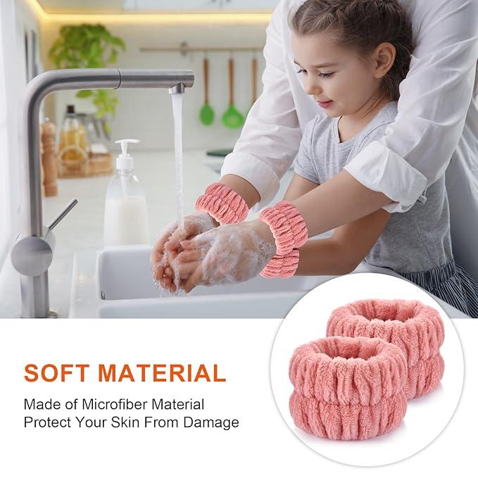 2pcs Wrist Bands for Washing Face Wash Wristbands Wrist Towels Arm Bands for Skincare Makeup Wrist Cuffs Spa Wrist Scrunchies