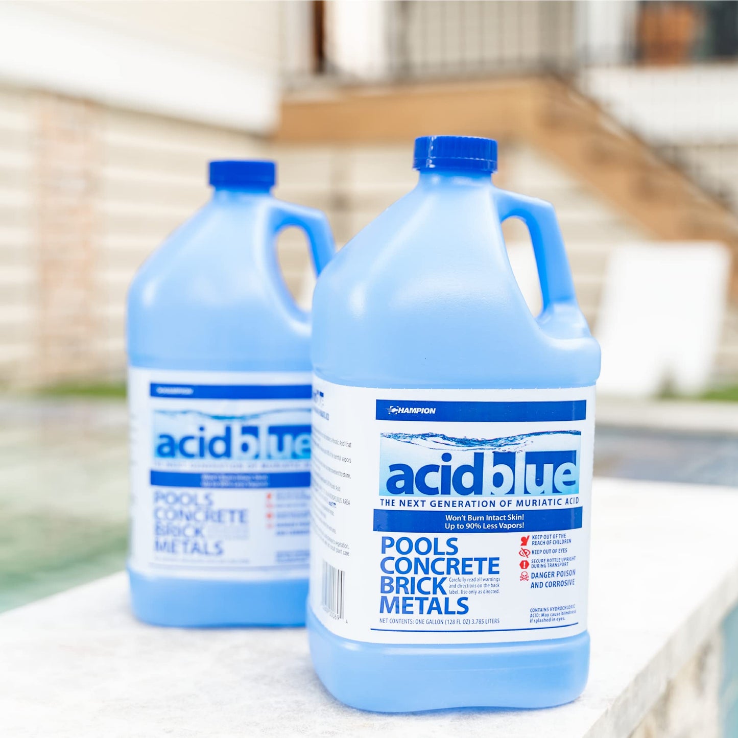 CPDI Acid Blue Muriatic Acid Swimming Pool pH Reducer Balancer and Concrete Cleaner | Buffered, Low-Fume - 1 Gallon