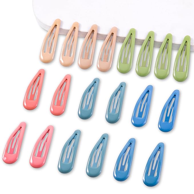 20 PCS Metal Snap Hair Clips Water Drop No Slip Barrettes for Women Bright Small Hair Clips For Thick And Thin Fine Hair,Green Blue Gray Pink Beige,1.97 x 0.5 In.