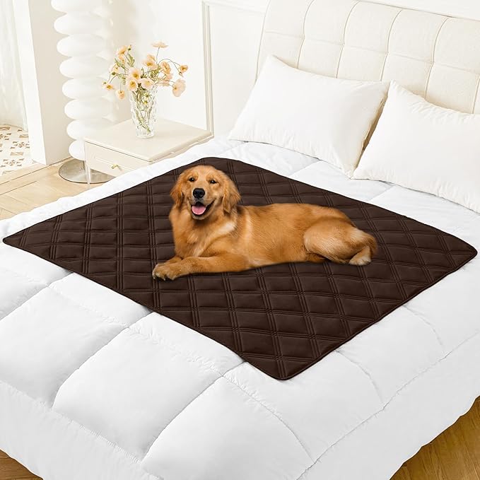 Smiry Waterproof Dog Bed Cover Blanket 40x50, Soft Reversible Pet Blanket, Washable Leakproof Cats Dogs Couch Cover for Sofa, Couch, Furniture, Chocolate/Beige