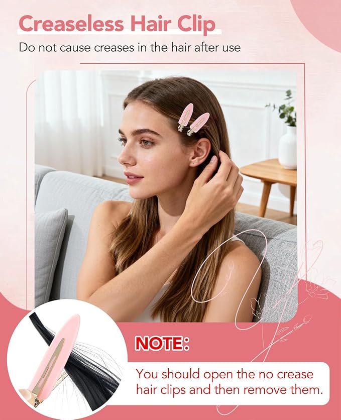 6Pcs Creaseless Hair Clips for Makeup Application - No Bend No Crease Hair Clips for Women - Professional Skincare & Hair styling Flat Bang Clips Golden Handle - Black White Pink