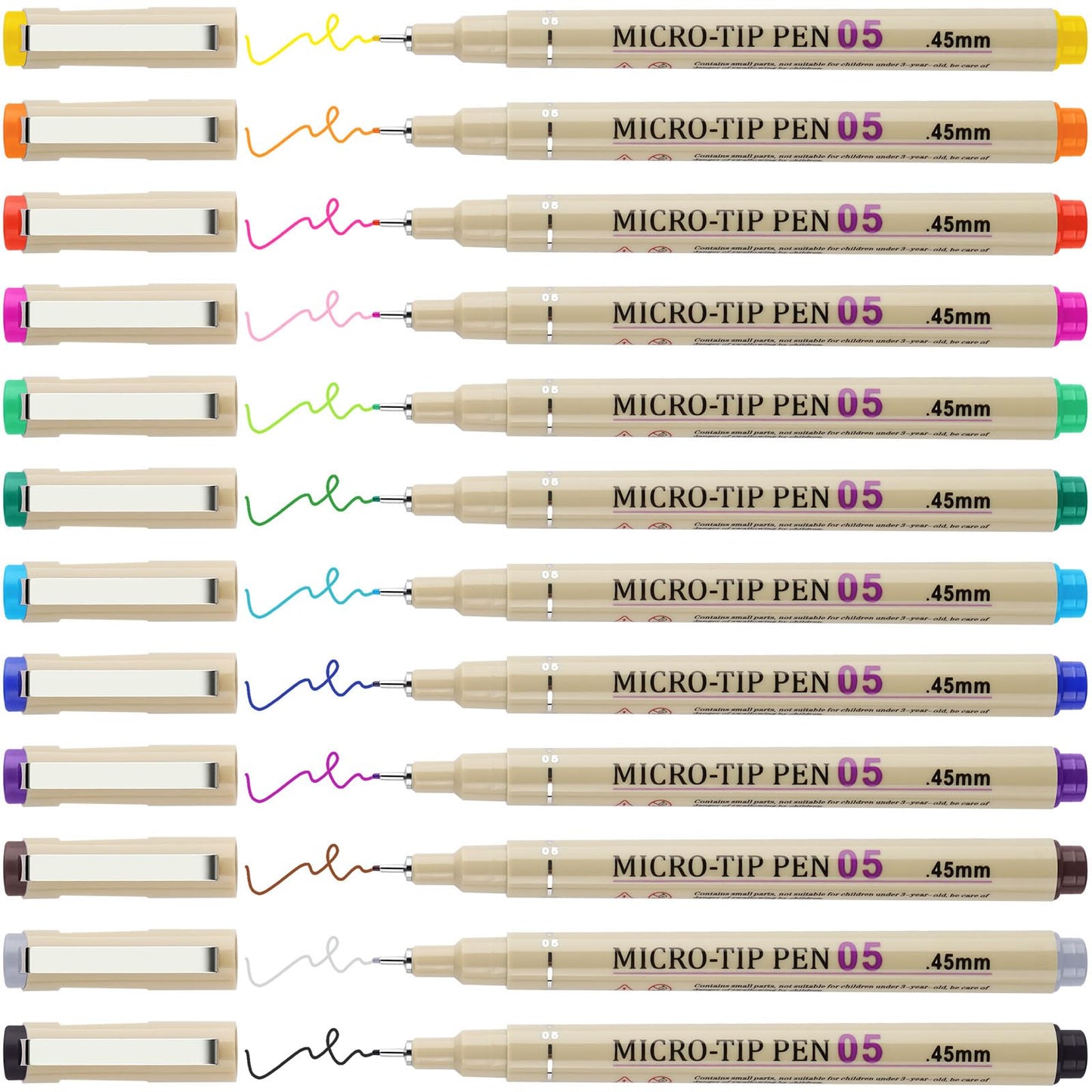 Attom Tech Art [12 Colors] 05 Micro, Fineliner Pen Set Ink, Fine Point Pen,Multi-liner, Sketching, Anime,Artist Illustrating/Technical Drawing,Office Documents