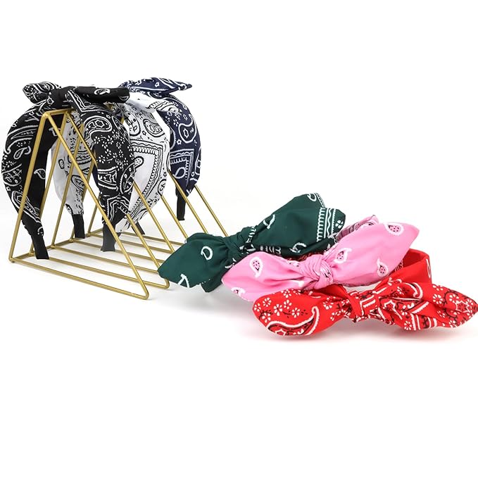 Jaciya 6 Pieces Bandana Bow Headbands for Women Wide Black Headbands for Girls Hair Accessories Knot Headband with Bow