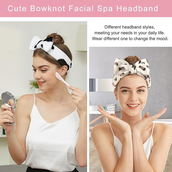 LADES Soft Skincare Headband – Adjustable, Comfortable & Stretchy Fabric, Cute Patterns for Makeup, Facial – Non-Slip, Headband for Hair Control