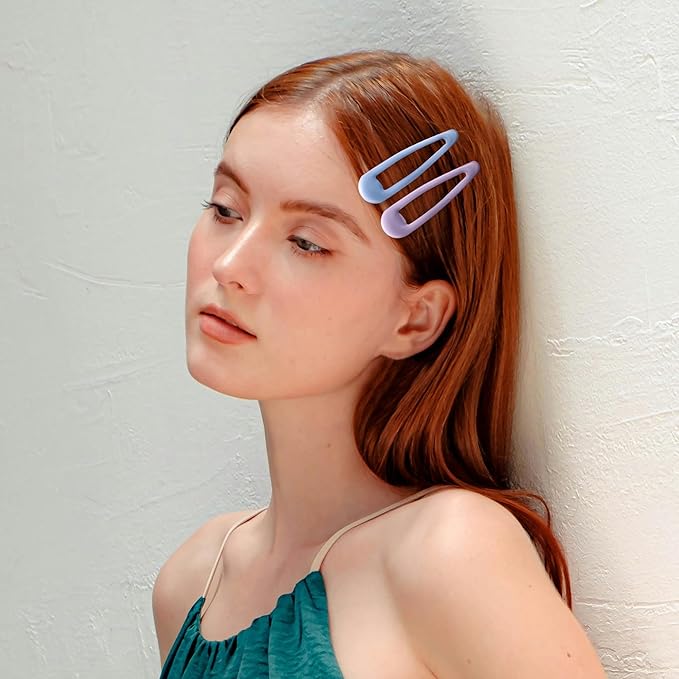 20 PCS Metal Snap Hair Clips Water Drop No Slip Barrettes for Women Bright Small Hair Clips For Thick And Thin Fine Hair,Yellow Blue Purple Pink,1.97 x 0.5 In.
