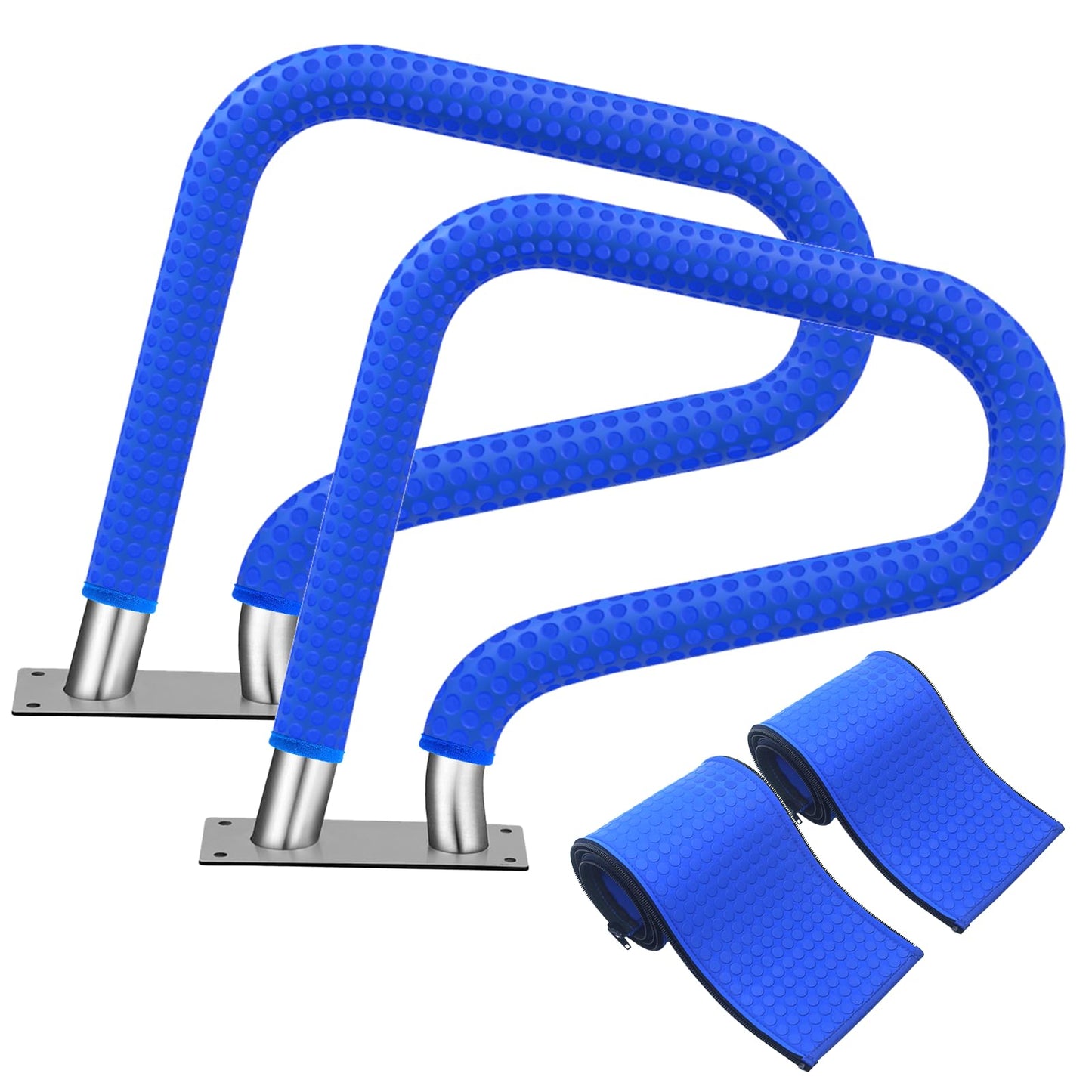 Pool Handrail Covers with Zippers 4 6 8 10 Ft Inground Swimming Pools Hand Rail Cover, Anti-Slip Cool Touch Heat Resistant, Blue, Non Slip Swim Pool Railing Ladder Stair Handle Grip (4 Feet 2 Pcs)