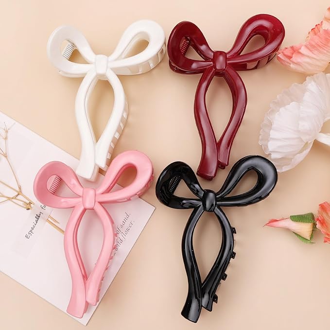 4 Pcs Bow Hair Clips Elegant Hair Claw Butterfly Hair Accessories for Girls Nonslip Butterfly Clips Hair Styling Accessories for Women