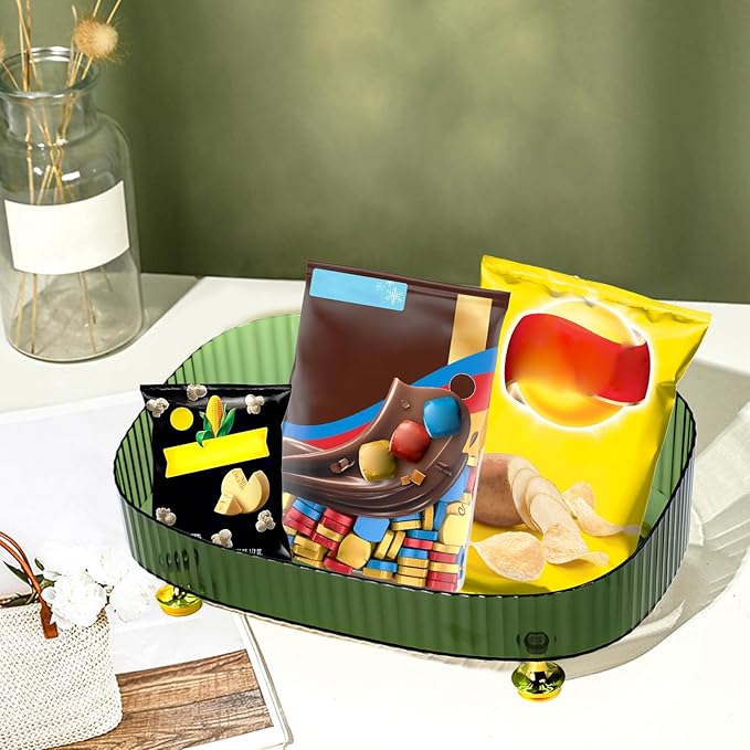 Perfume Organizer, Bathroom Vanity Tray, Acrylic Makeup Trays for Dresser Top, Countertop Decorative Plastic Decor Tray, Perfume Organizer for Women, organizador de perfumes Dark Green