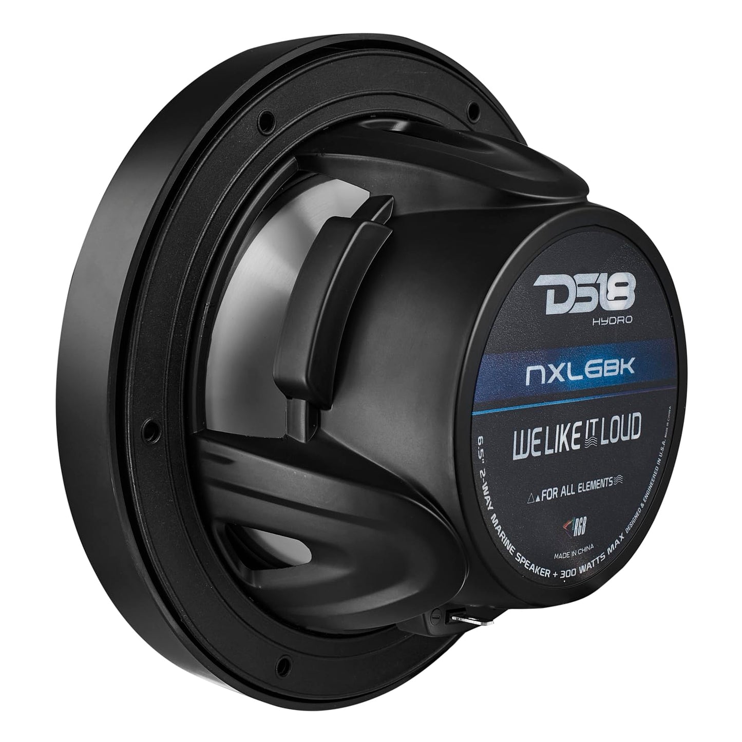 DS18 HYDRO NXL-6 - High End Coaxial Speaker Pair - 2-Way Marine Speaker w/Integrated RGB Lights - 300 Watt - 100% UV Stable - Water Resistant Speakers - 6.5 Inches, Black